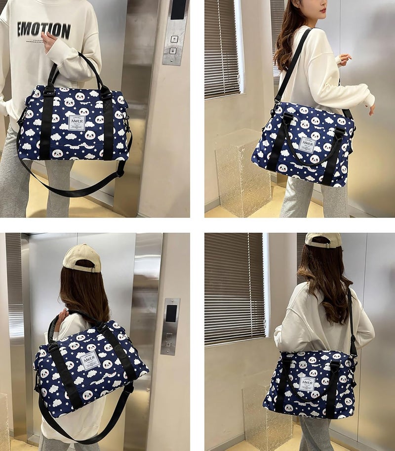NWLR Travel Duffle Bag Weekender Overnight Bag Gym Tote with Dry and Wet Separated Pocket for Women Girls Shoulder Workout Duffel Bag Water Resistant (cute panda) - Image 3